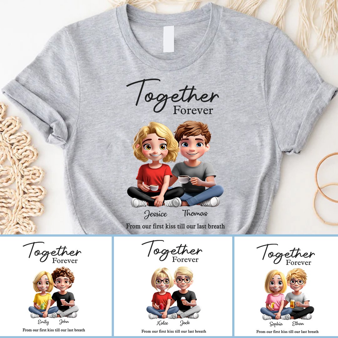 Custom Anniversary T-Shirt for Couples – From First Kiss to Last Breath