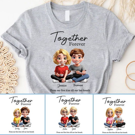 Custom Anniversary T-Shirt for Couples – From First Kiss to Last Breath