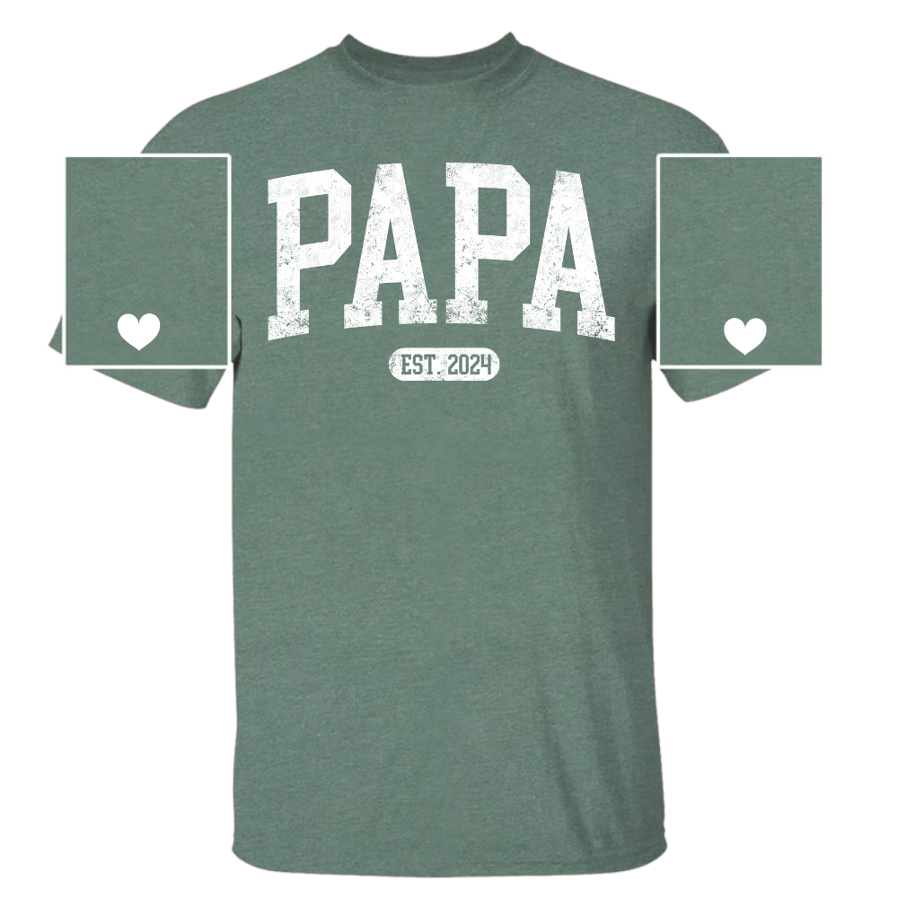 Personalized Papa Shirt With Est Year, Custom Dad Shirt, Gift for Papa, Papa with Est Date
