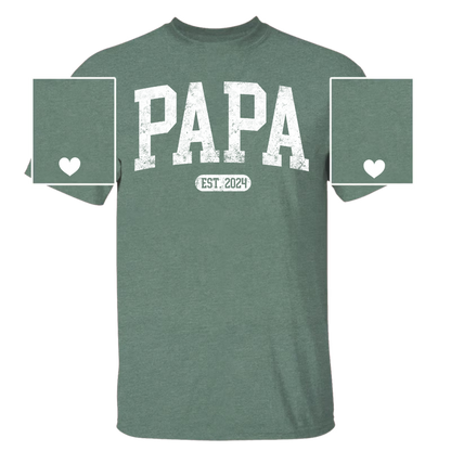 Personalized Papa Shirt With Est Year, Custom Dad Shirt, Gift for Papa, Papa with Est Date