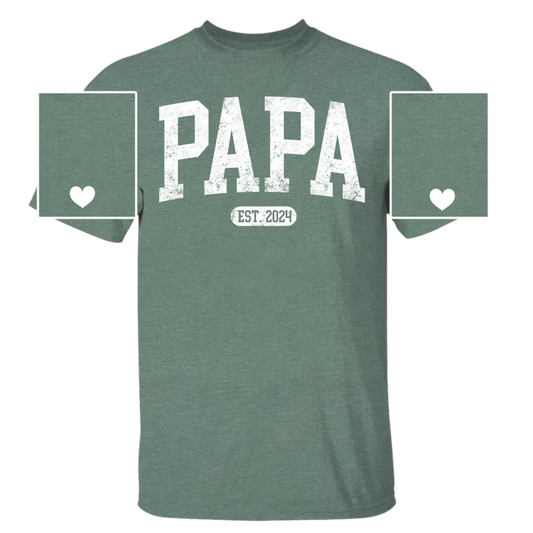 Personalized Papa Shirt With Est Year, Custom Dad Shirt, Gift for Papa, Papa with Est Date