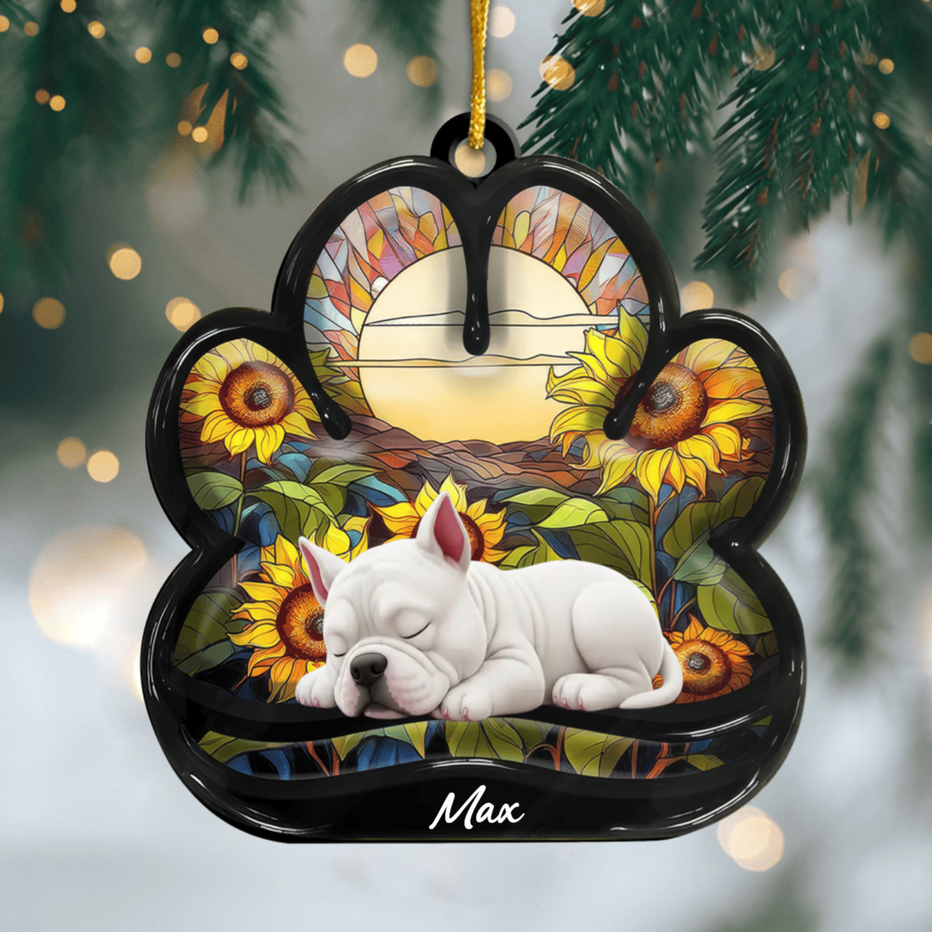 Custom American Bully Pawprint Acrylic Ornament – Personalized Pet Memorial Keepsake for Christmas Ornament
