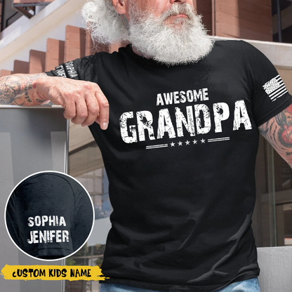 Awesome Grandpa And Grandkids Personalized CTH01 T-Shirt