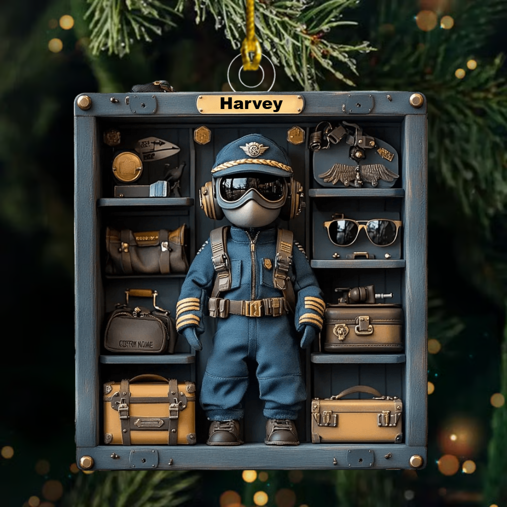 Personalized Pilot Aviation Locker Ornament 2025, Custom Acrylic Decoration, Unique Christmas Gift For Airline Crew And Aviation Lovers Ornament