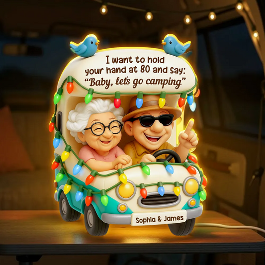 Custom Old Couple Camping Love Quote, Personalized Light Box Gift for Couple Light Box