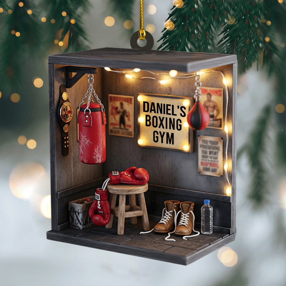 Personalized Boxing Gym Ornament 2025 – Custom Name Sports Christmas Decoration for Boxers and Fitness Lovers Ornament