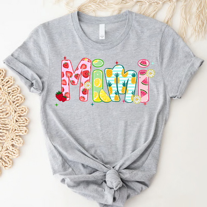 Comfort Colors® T-shirt Colorful Summer Mimi Nana Grandma and Grandkids Custom Name Preppy Beach