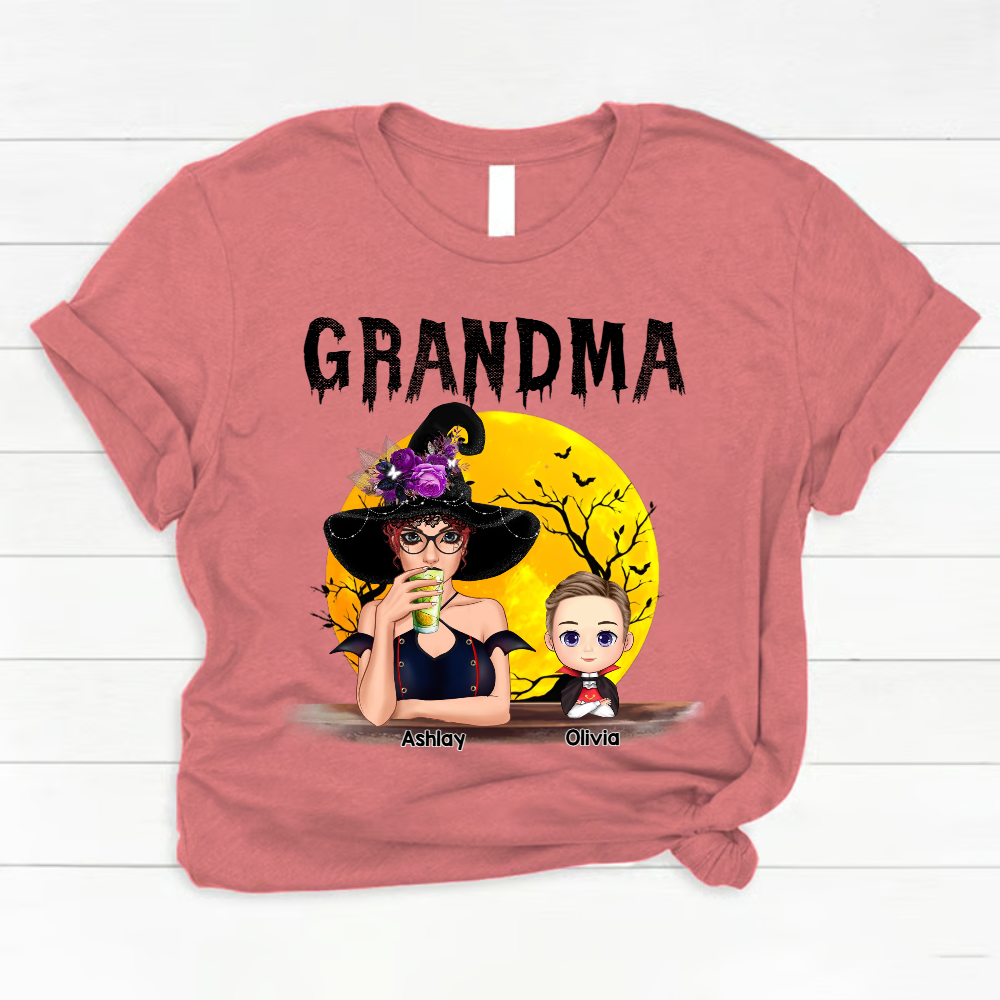 Comfort Colors® Custom Grandma With Grandkids Halloween Art TH