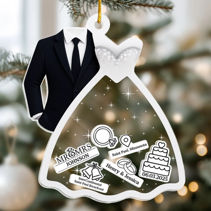 Personalized Acrylic Ornament 2025, Custom Anniversary & Wedding Keepsake, Unique Christmas Gift For Husband & Wife, Him & Her Acrylic Ornament