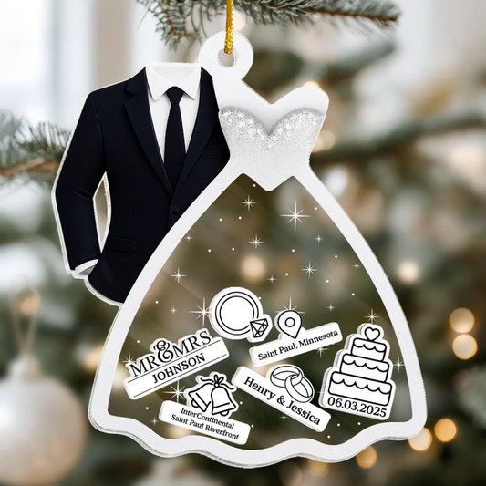 Personalized Acrylic Ornament 2025, Custom Anniversary & Wedding Keepsake, Unique Christmas Gift For Husband & Wife, Him & Her Acrylic Ornament