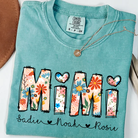 Personalized Mimi Flower Shirt For Mother's Day Gifts, Mother's Day Gift for Grandma, Mimi Gifts, Gift For Mom Comfort Colors T-Shirt