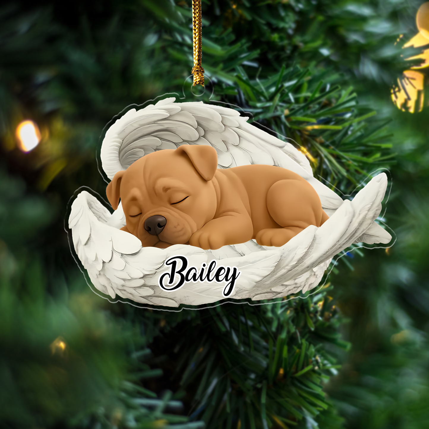 Custom Staffordshire Bull Terrier Angel Ornament – Personalized Sleeping Dog Christmas Gift for Dog Lovers, Pet Memorial Tree Decoration Ornament