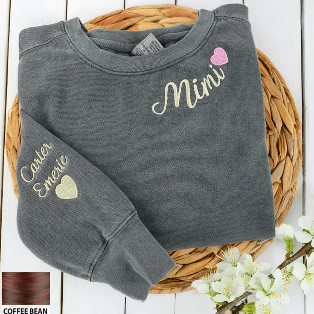 Embroidered Mimi Heart Personalized Mimi and Grandkids