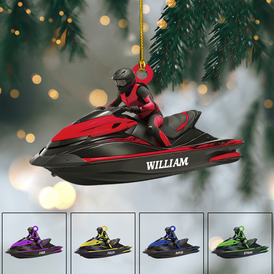Personalized Jet Ski Ornament – Custom Name & Color Watercraft Christmas Decoration for Jet Ski Riders Ornament