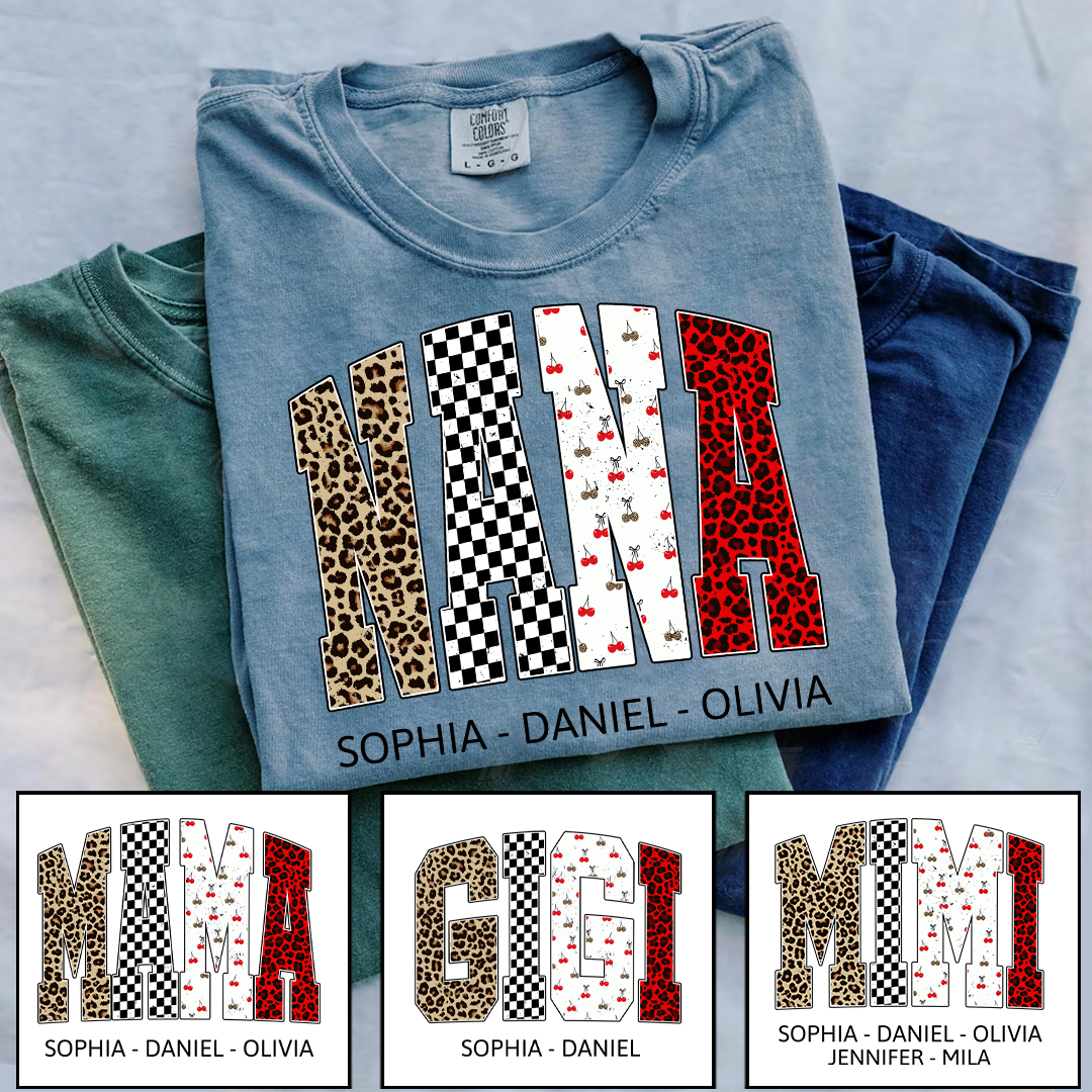 Nana Leopard Trendy Nana And Grandkids Personalized