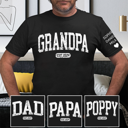 Personalize Grandpa Papa Dad Gift Custom Name Kids CTH01 T-Shirt