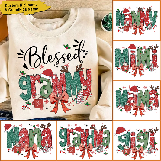 Personalized Christmas Blessed Grammy Nana Mimi Gigi And Grandkids