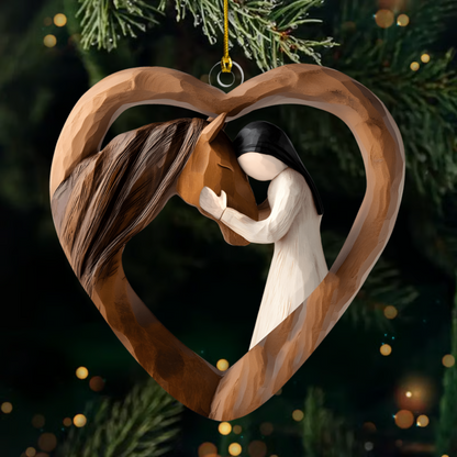 Personalized Horse and Girl Ornament 2025 – Custom Name Heart Ornament, Equestrian Christmas Gift for Horse Lovers Ornament
