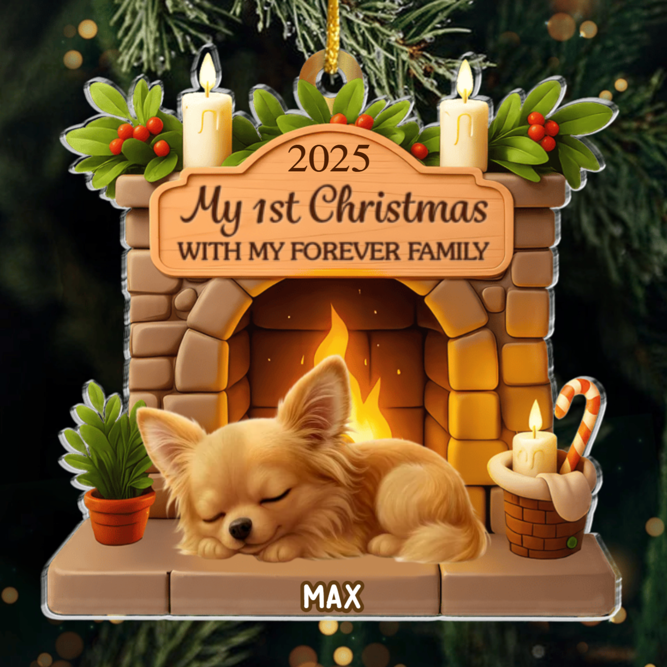 Custom Chihuahua Long Hair Dog Spaniel Acrylic Ornament, Custom Pet Design, Unique Christmas Gift for Dog Moms, Dads & Animal Lovers Ornament