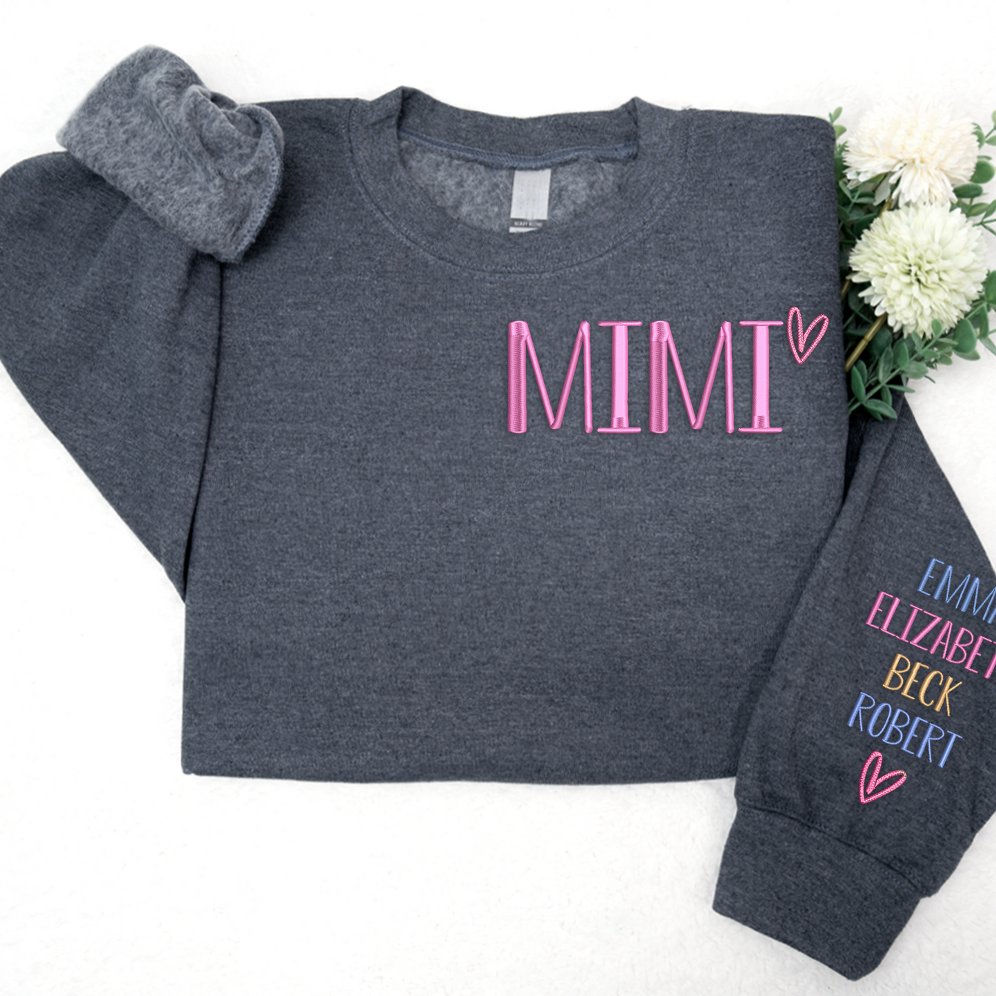 Custom Embroidered Mimi Heart 2024 Sweatshirt