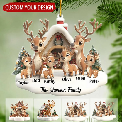 Personalized Reindeer Family Ornament – Custom Christmas Keepsake, Unique Gift for Mom, Dad & Children Ornament