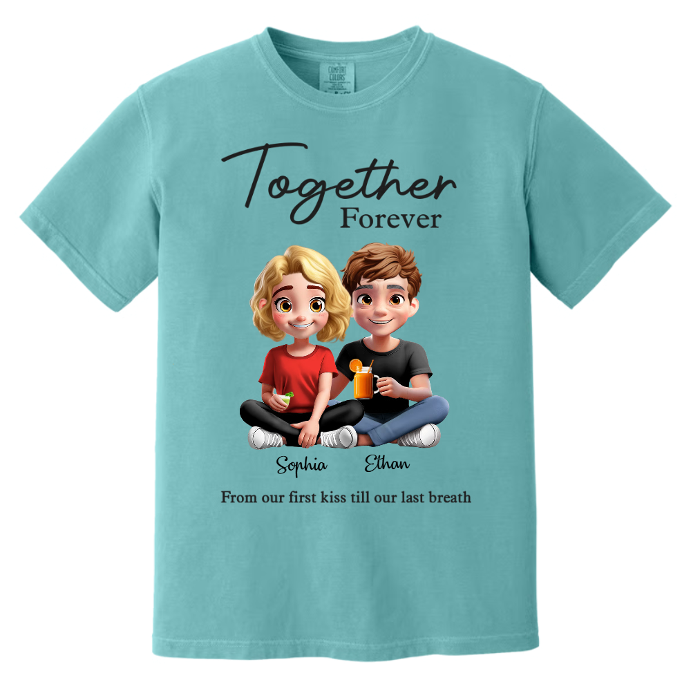 Custom Anniversary T-Shirt for Couples – From First Kiss to Last Breath