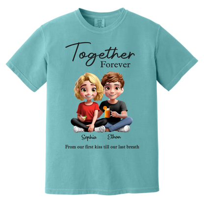 Custom Anniversary T-Shirt for Couples – From First Kiss to Last Breath