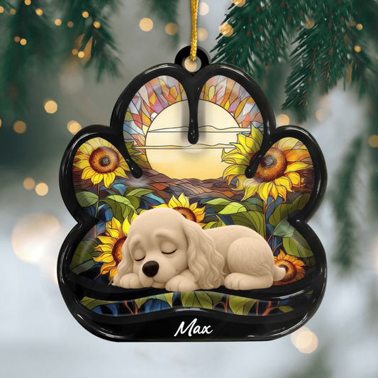 Custom American Cocker Spaniel Pawprint Acrylic Ornament – Personalized Pet Memorial Keepsake for Christmas Ornament
