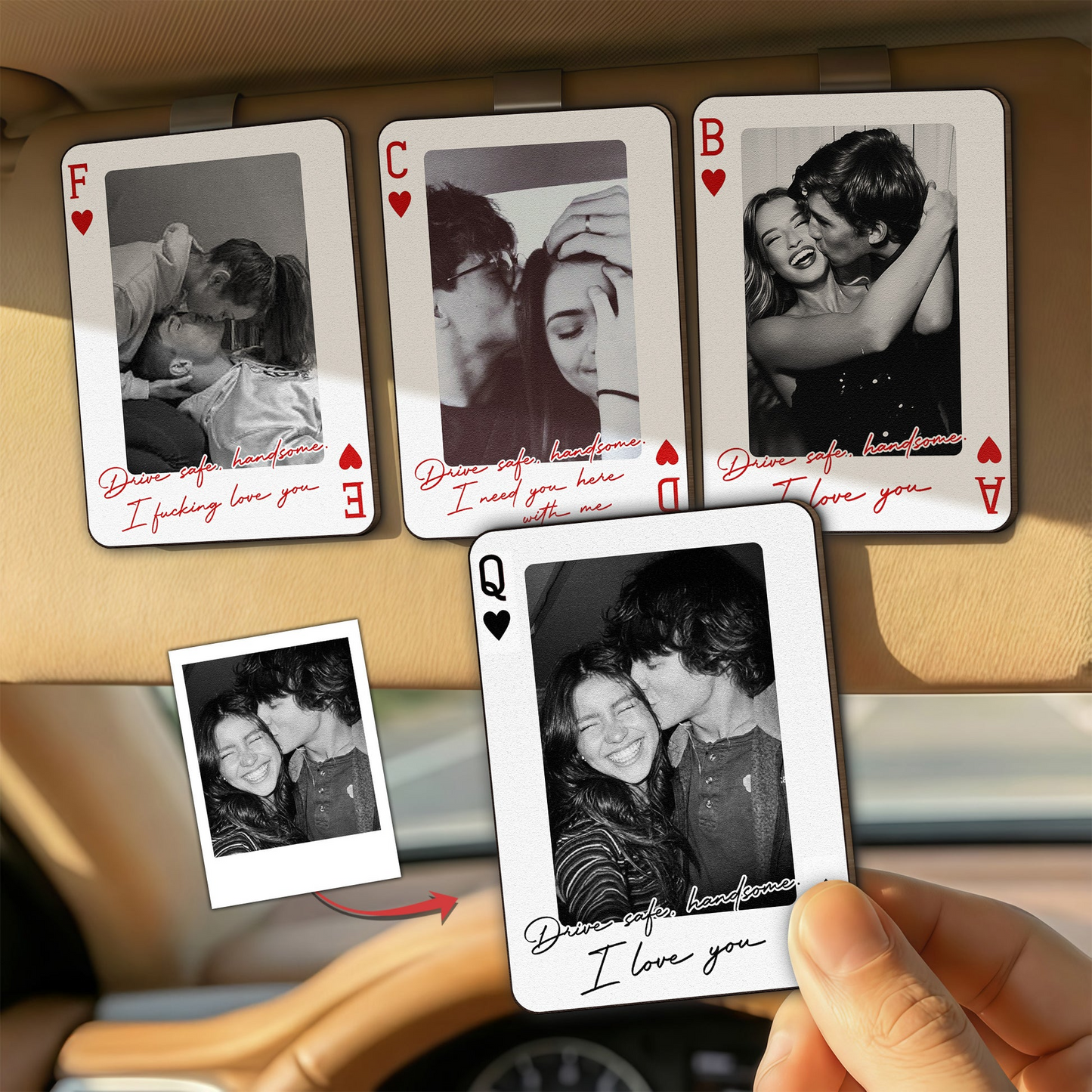 King & Queen Custom Couples Photo Drive Safe I Love You We're A Perfect Pair  Magnetic Car Visor Photo Clip