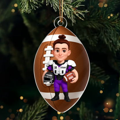 Personalized Football Player Ornament 2025 – Custom Name & Team Christmas Ornament, Gift for Football Lovers & Players Ornament
