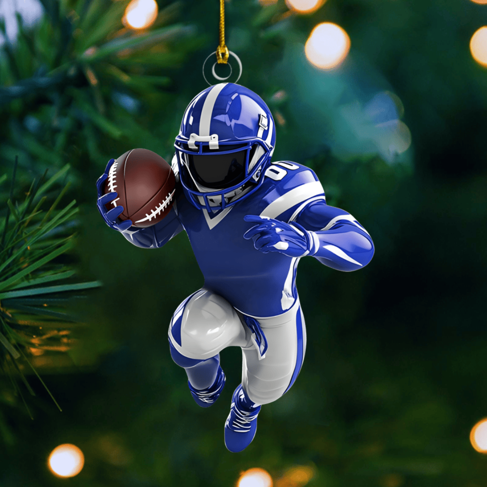 Custom Football Ornament – Personalized Player Design with Name, Number & Team Colors, Perfect Christmas Gift 2025 Ornament