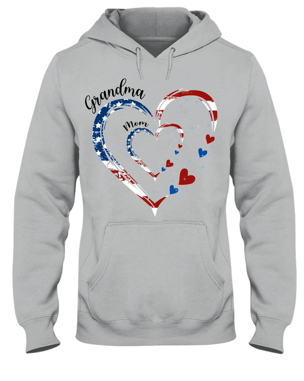 America Flag Heart Mom Grandma And Kids Custom Name CTH01