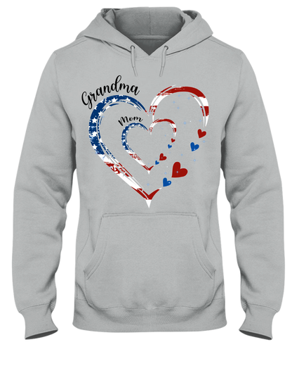 America Flag Heart Mom Grandma And Kids Custom Name CTH01