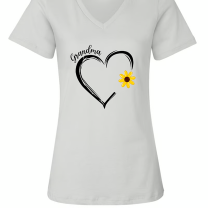 Personalized Grandma Heart Flower Color With Kids, Mother's Day TH