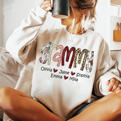 Personalized Grandma Shirt, Grandma Grammy Mom Nana Mama Abuela And Kids, Valentine's Day, Mother's Day CTH01 Sweatshirt