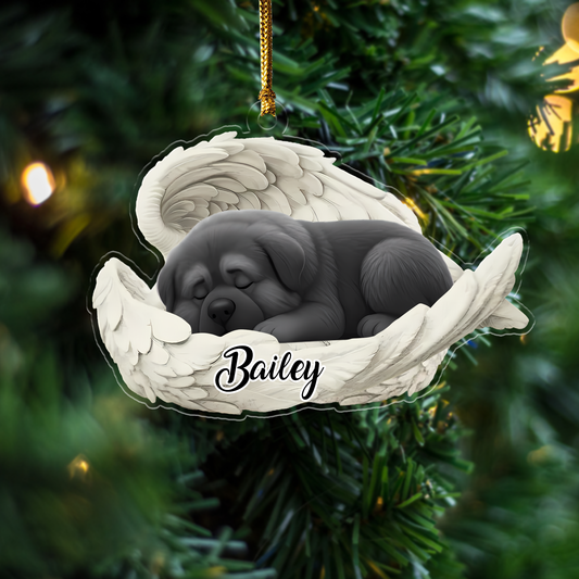 Custom Caucasian Shepherd Angel Dog Ornament – Personalized Sleeping Dog Christmas Gift for Dog Lovers, Pet Memorial Tree Decoration Ornament