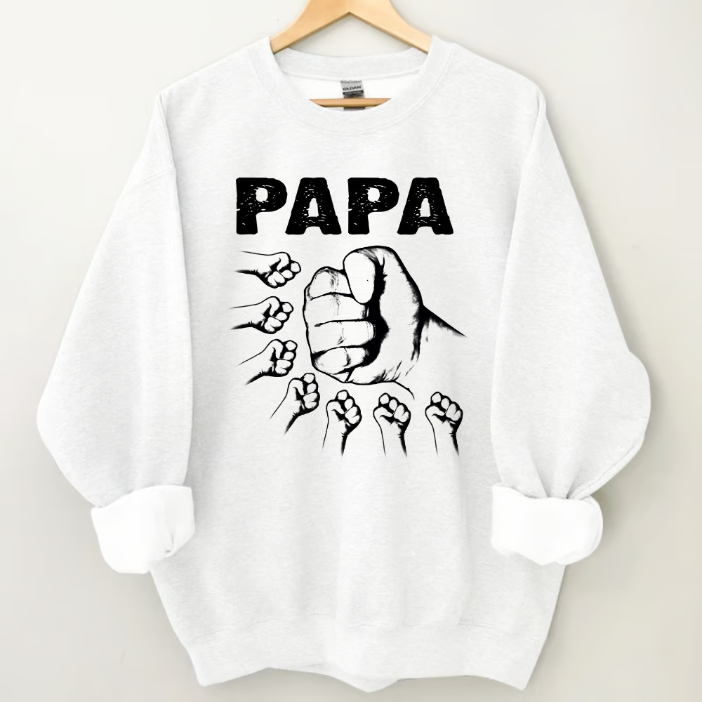 Personalized Papa And Grandkids Hand Sweatshirt