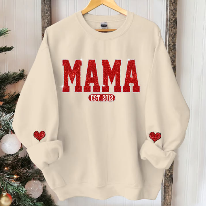 Glitter Custom Name Mom Est And Kids Name  Sweatshirt