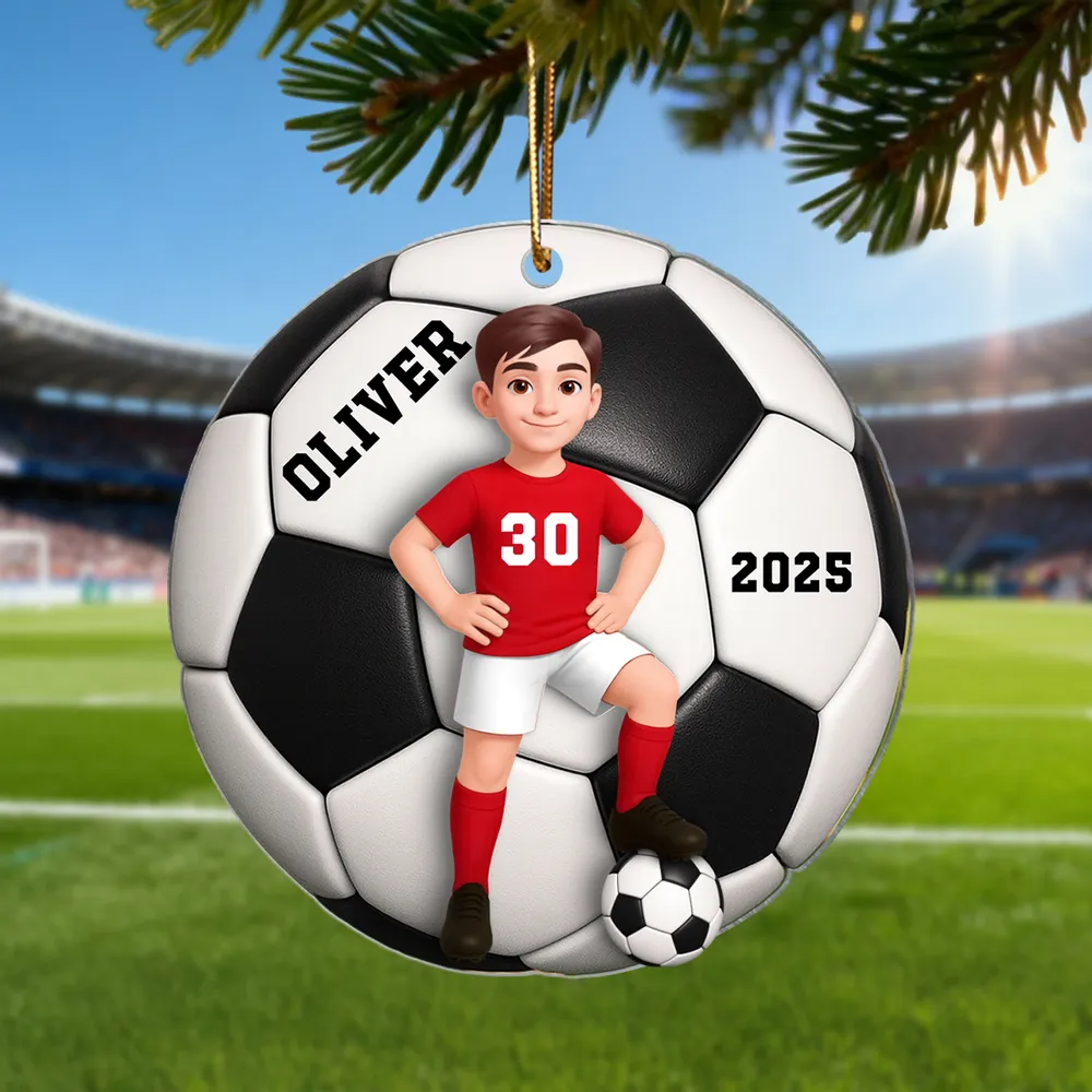 Soccer Girl Boy 3D Effect - Personalized Acrylic Ornament Ornament