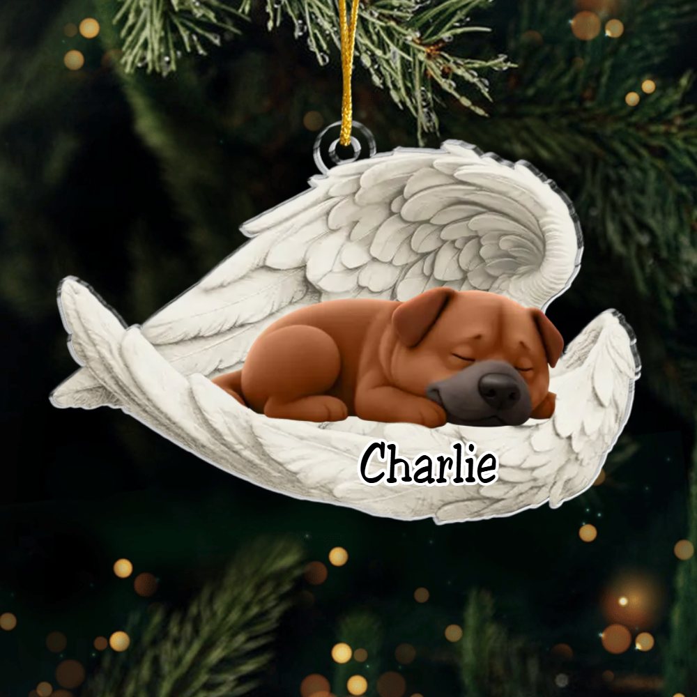 Custom Tosa Angel Ornament – Personalized Sleeping Dog Christmas Gift for Dog Lovers, Pet Memorial Tree Decoration Ornament