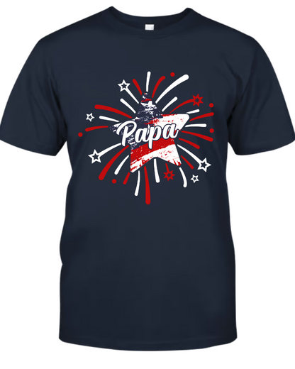 Papa And Grandkids Firework American Flag