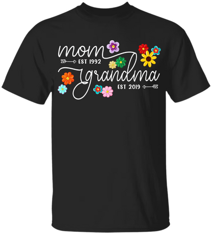 Custom Mom And Grandma Est Sweatshirt Flower Color With Grandkids Hoodie