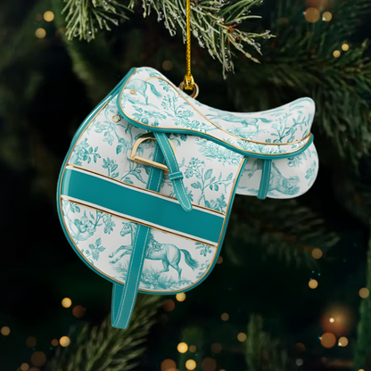 Personalized Horse Saddle Ornament 2025 – Custom Name Equestrian Christmas Decoration, Gift for Horse Lovers and Riders Ornament