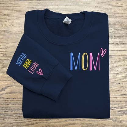 Goodlyhair Embroidered Mom And Kids Sweatshirt