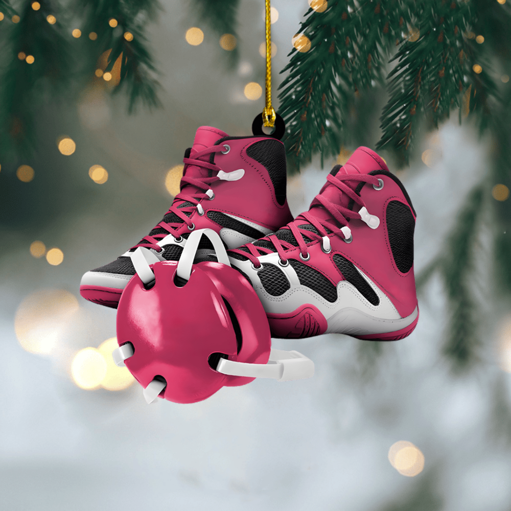 Custom Wrestler Ornament 2025 – Personalized Wrestling Shoes & Headgear Ornament, Unique Christmas Gift for Athletes Ornament
