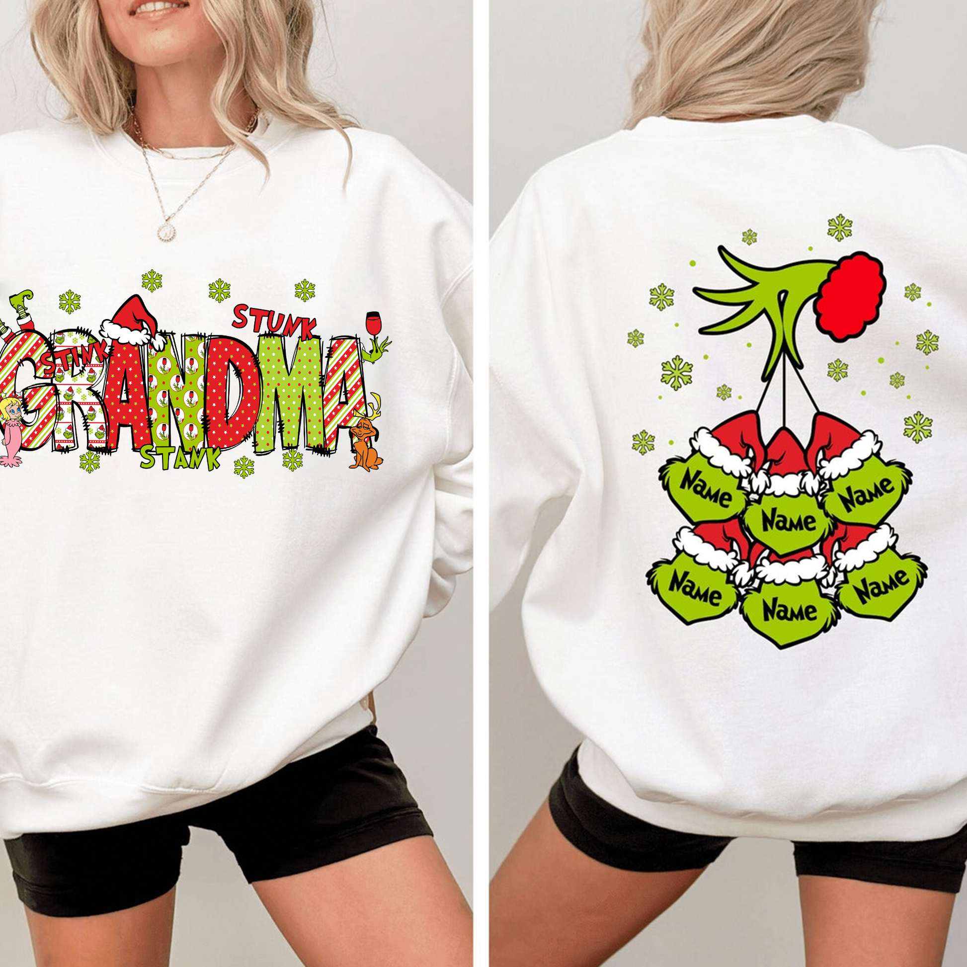 Personalized Nickname Grandma, Mom And Kids Names Christmas 2024 Longsleeve
