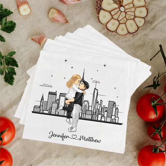 Personalized Wedding City Skyline Couple Married Engaged