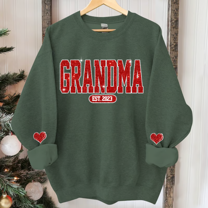Glitter Custom Name Nana Grandma Est And Kids  Sweatshirt