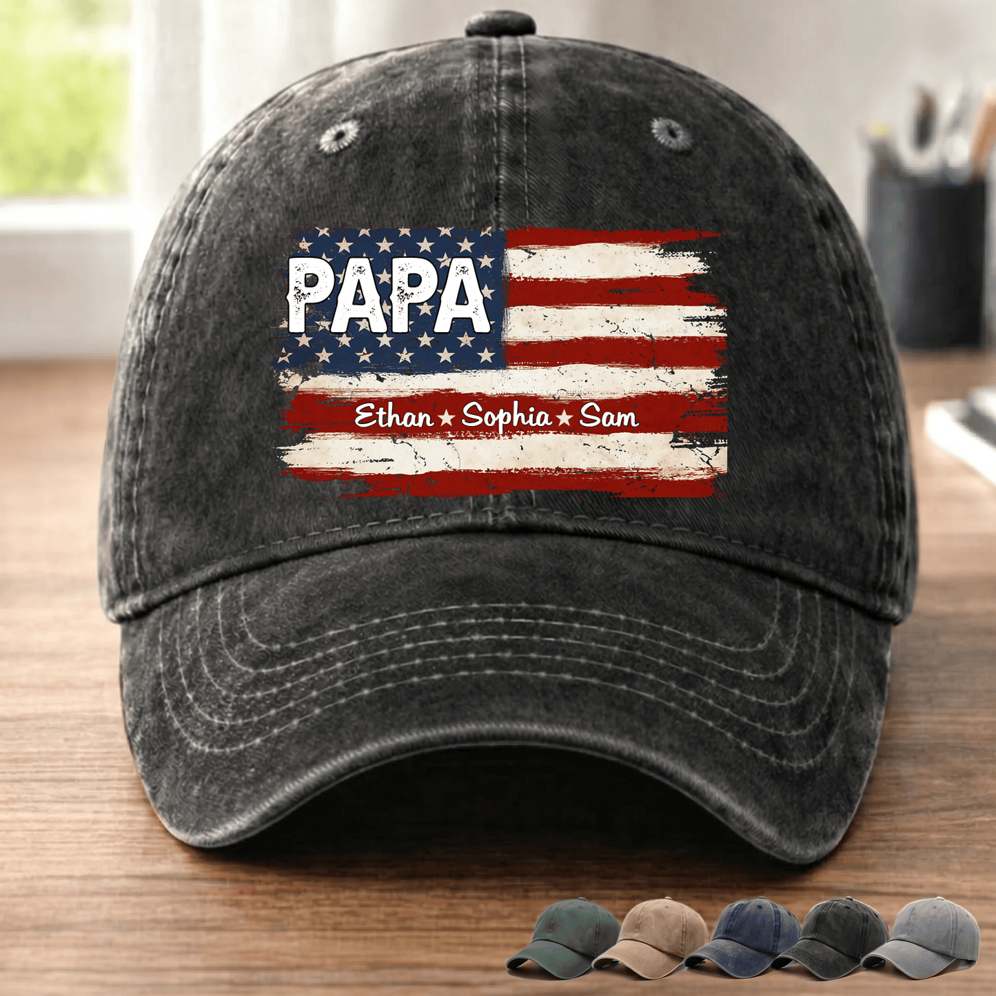 Personalized Papa Ands Grandkids Flag American