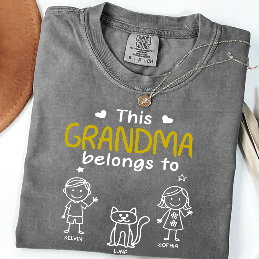 This Grandma Belongs To Kid Stick Figures - Personalized Comfort Colors